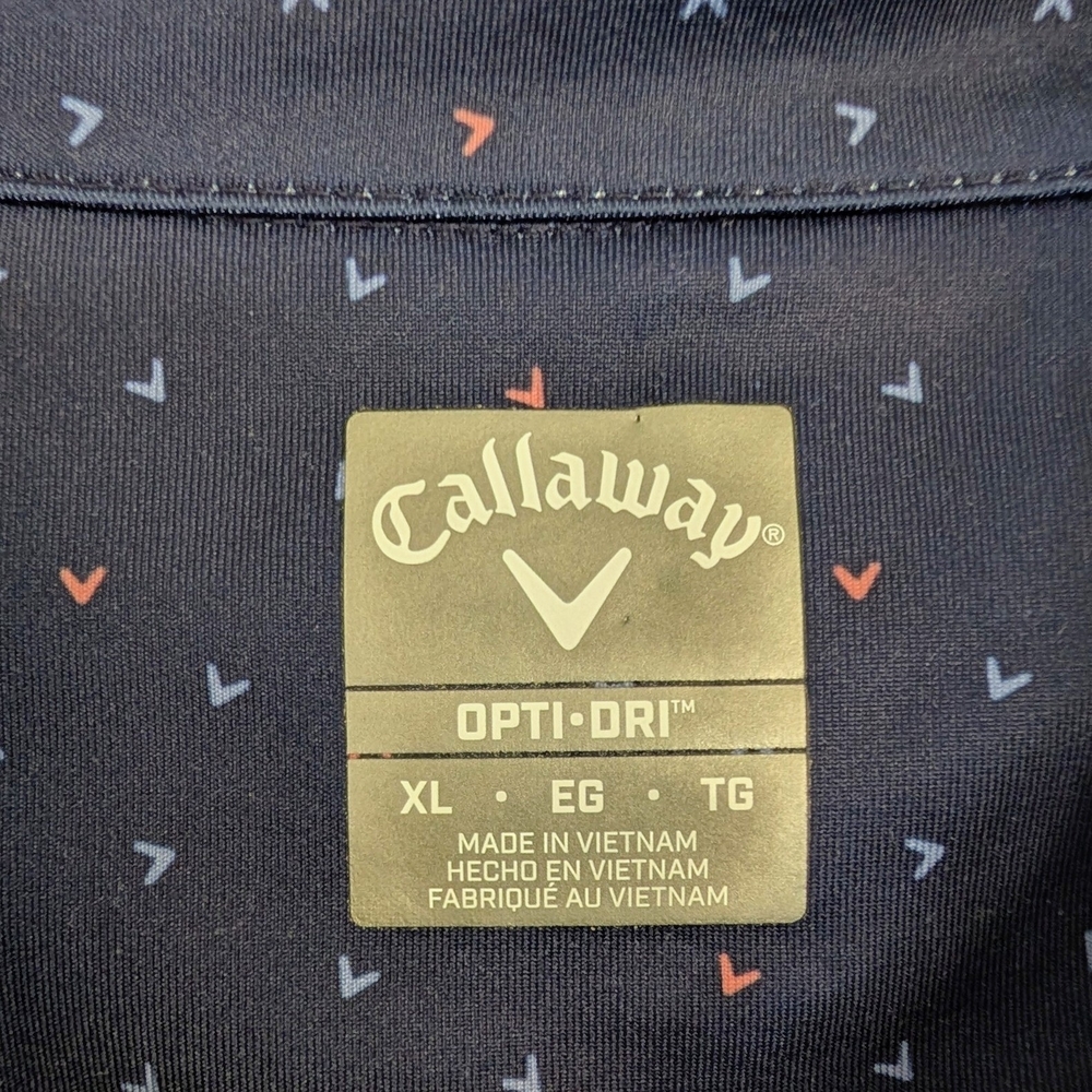 Callaway Opti-Dri Performance Navy Chevron Print Golf Polo Shirt Activewear - Picture 4 of 9